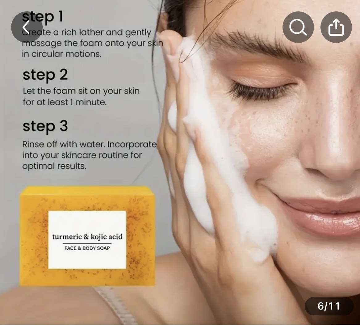 3 pcs Tumeric & kojic acid soap For cleansing for face & Body.
