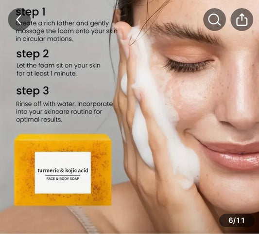 3 pcs Tumeric & kojic acid soap For cleansing for face & Body.
