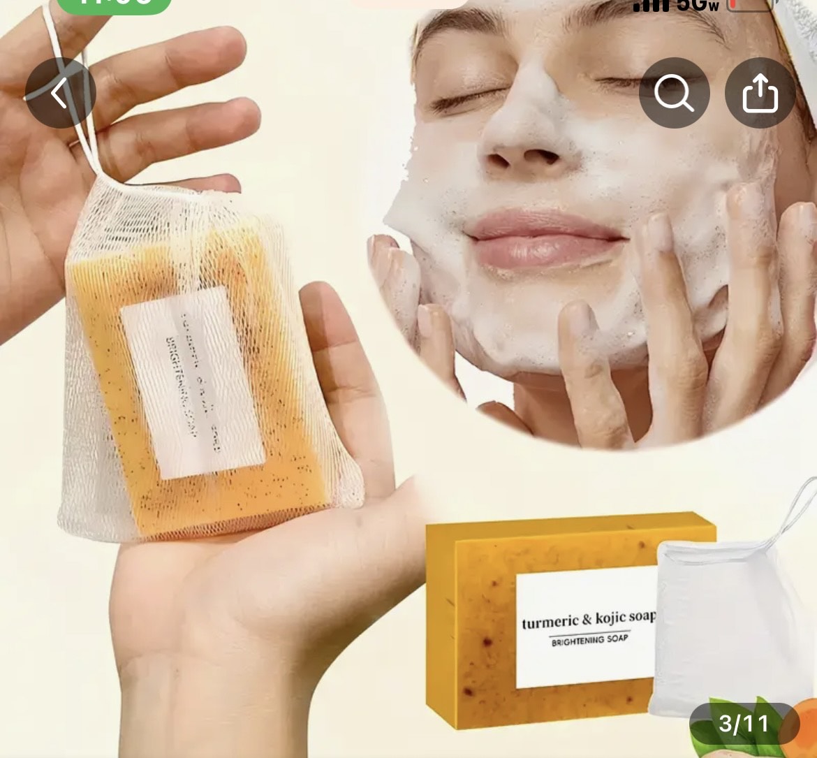 3 pcs Tumeric & kojic acid soap For cleansing for face & Body.